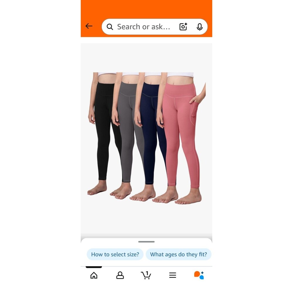 Aenlley Yoga Active Leggings For Girls Pack Of 4 Medium